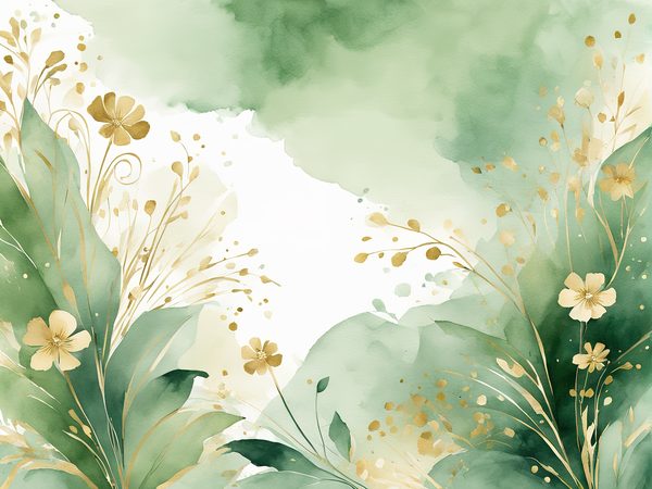 Watercolor Floral Digital Paper Pack: Beige Flowers, Green Background (10 JPGs) — image 7