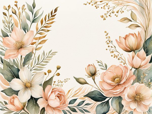 Watercolor Peach Sage Floral Digital Paper Pack: Scrapbooking (10 JPGs) — image 5