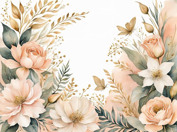 Watercolor Peach Sage Floral Digital Paper Pack: Scrapbooking (10 JPGs) — image 7