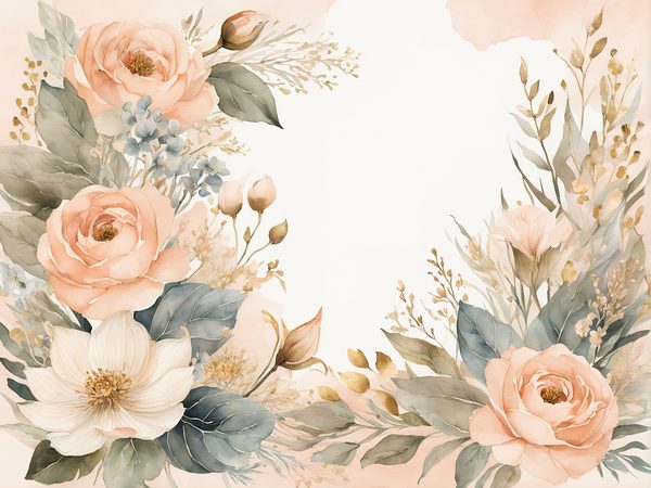 Watercolor Peach Sage Floral Digital Paper Pack: Scrapbooking (10 JPGs) — image 12