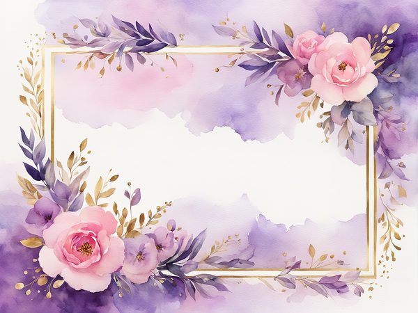 Watercolor Purple Floral Frames: Scrapbooking Paper (Digital Download) — image 1