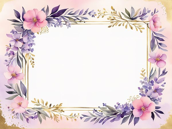 Watercolor Purple Floral Frames: Scrapbooking Paper (Digital Download) — image 2