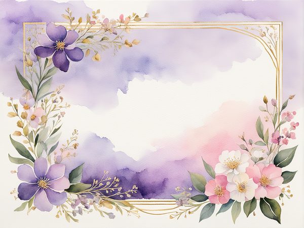 Watercolor Purple Floral Frames: Scrapbooking Paper (Digital Download) — image 3