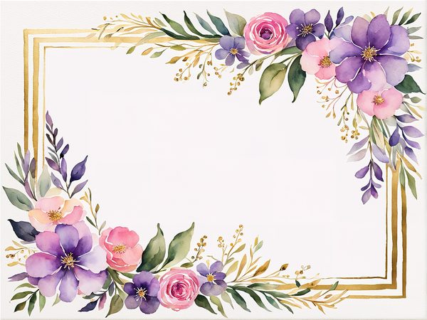 Watercolor Purple Floral Frames: Scrapbooking Paper (Digital Download) — image 4