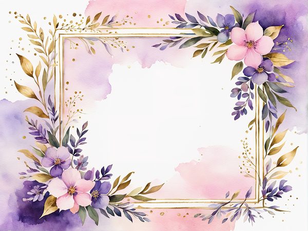 Watercolor Purple Floral Frames: Scrapbooking Paper (Digital Download) — image 5