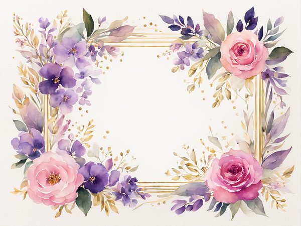 Watercolor Purple Floral Frames: Scrapbooking Paper (Digital Download) — image 6