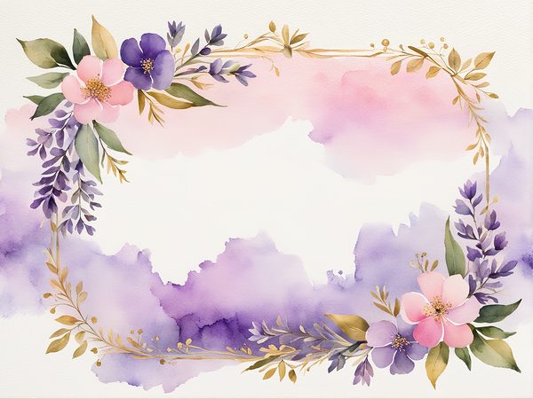 Watercolor Purple Floral Frames: Scrapbooking Paper (Digital Download) — image 7
