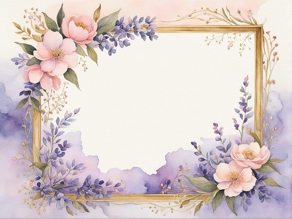 Watercolor Purple Floral Frames: Scrapbooking Paper (Digital Download) — image 9