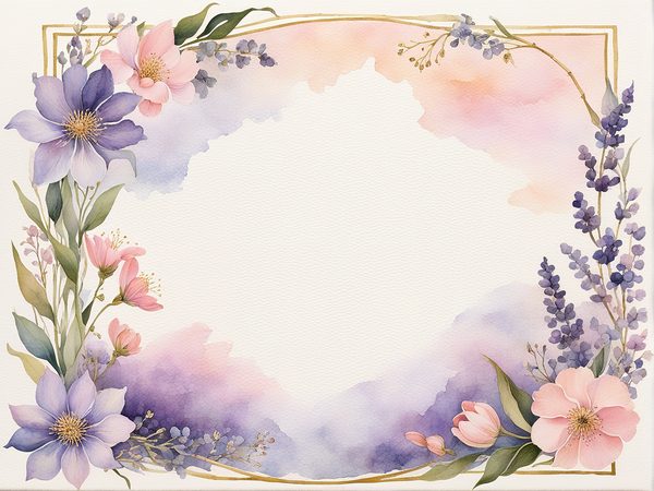 Watercolor Purple Floral Frames: Scrapbooking Paper (Digital Download) — image 11