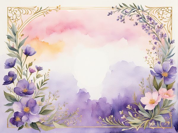 Watercolor Floral Frame Digital Paper Pack: Purple & White (10 JPGs) — image 2
