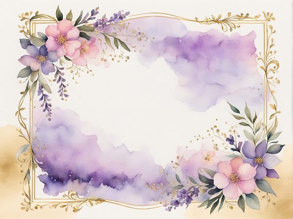 Watercolor Floral Frame Digital Paper Pack: Purple & White (10 JPGs) — image 3