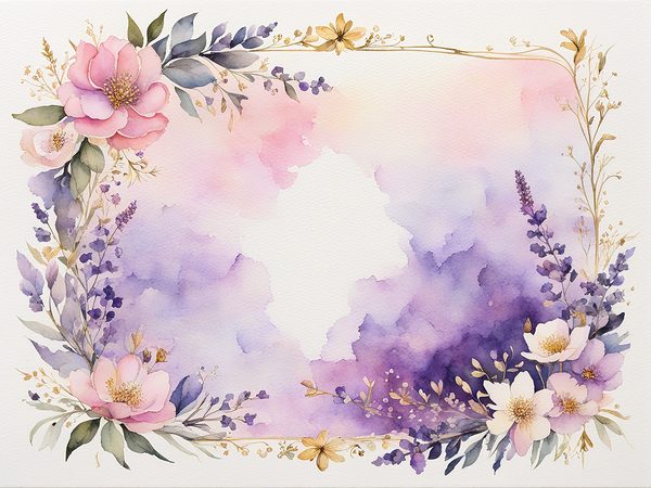 Watercolor Floral Frame Digital Paper Pack: Purple & White (10 JPGs) — image 4