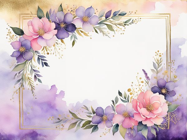 Watercolor Floral Frame Digital Paper Pack: Purple & White (10 JPGs) — image 5