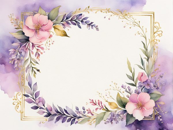 Watercolor Floral Frame Digital Paper Pack: Purple & White (10 JPGs) — image 6