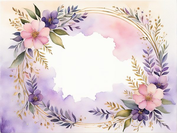 Watercolor Floral Frame Digital Paper Pack: Purple & White (10 JPGs) — image 7