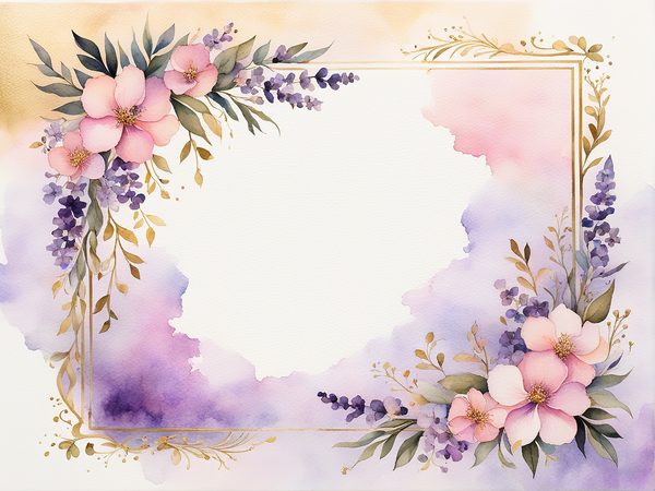 Watercolor Floral Frame Digital Paper Pack: Purple & White (10 JPGs) — image 8