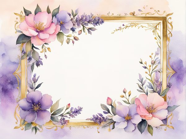 Watercolor Floral Frame Digital Paper Pack: Purple & White (10 JPGs) — image 9