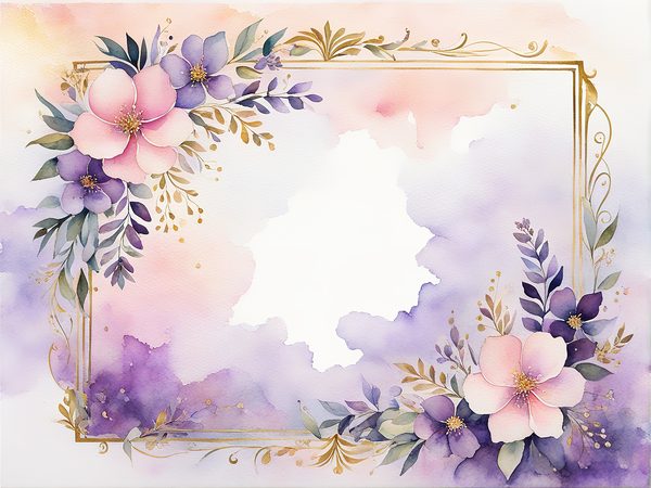 Watercolor Floral Frame Digital Paper Pack: Purple & White (10 JPGs) — image 10