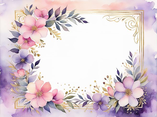 Watercolor Floral Frame Digital Paper Pack: Purple & White (10 JPGs) — image 11