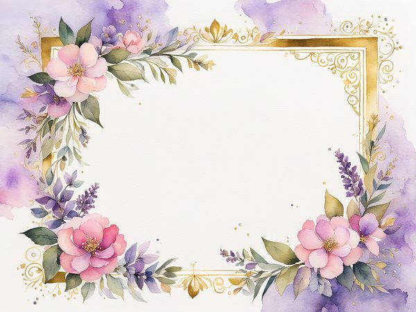 Watercolor Floral Frame Digital Paper Pack: Purple & White (10 JPGs) — image 12