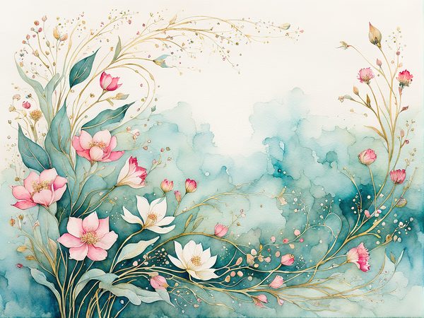 Watercolor Floral Digital Paper Pack: Green & Pink, Scrapbooking (10 JPGs) (Digital Download) — image 3