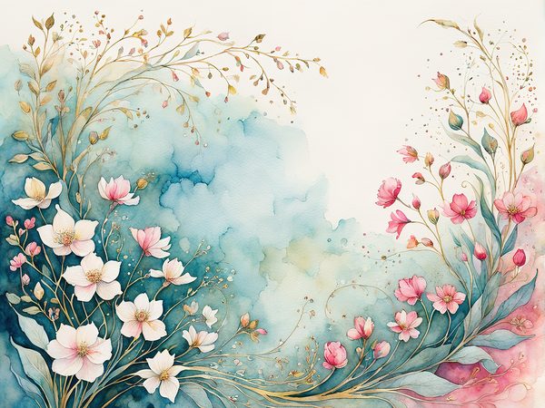 Watercolor Floral Digital Paper Pack: Green & Pink, Scrapbooking (10 JPGs) (Digital Download) — image 10