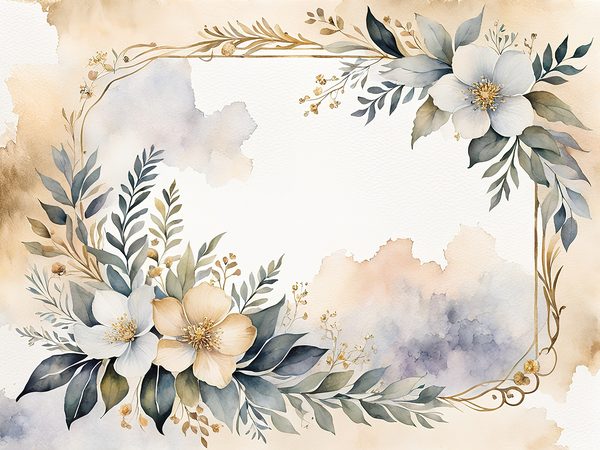 Watercolor Floral Digital Paper Pack: Beige & Khaki Frames (Commercial Use, 10 JPGs) — image 8