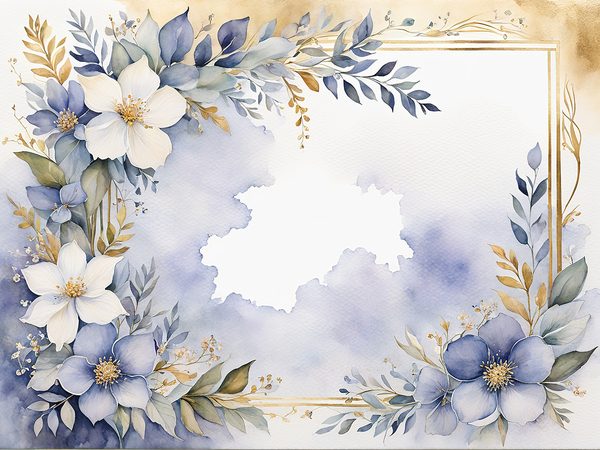 Watercolor Floral Frame Digital Paper Pack: Indigo Scrapbooking (10 JPGs) — image 1