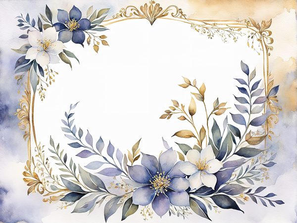 Watercolor Floral Frame Digital Paper Pack: Indigo Scrapbooking (10 JPGs) — image 2