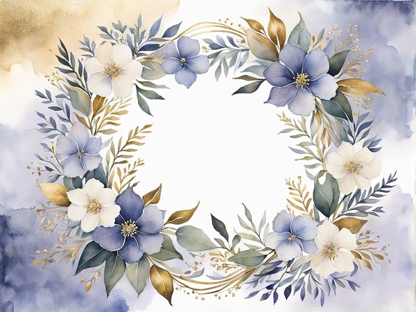 Watercolor Floral Frame Digital Paper Pack: Indigo Scrapbooking (10 JPGs) — image 4