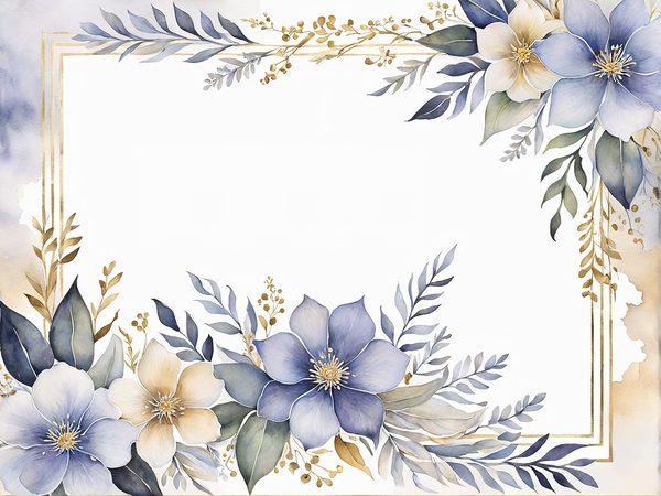 Watercolor Floral Frame Digital Paper Pack: Indigo Scrapbooking (10 JPGs) — image 5