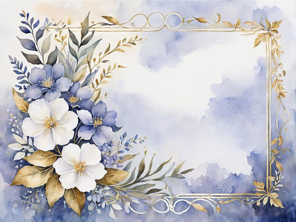 Watercolor Floral Frame Digital Paper Pack: Indigo Scrapbooking (10 JPGs) — image 6