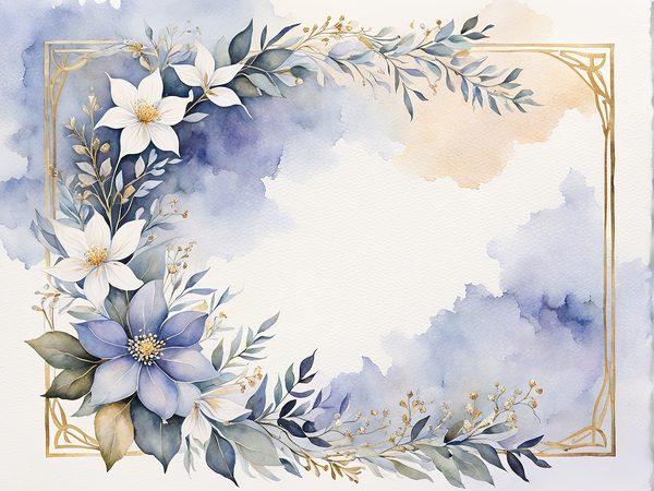 Watercolor Floral Frame Digital Paper Pack: Indigo Scrapbooking (10 JPGs) — image 7