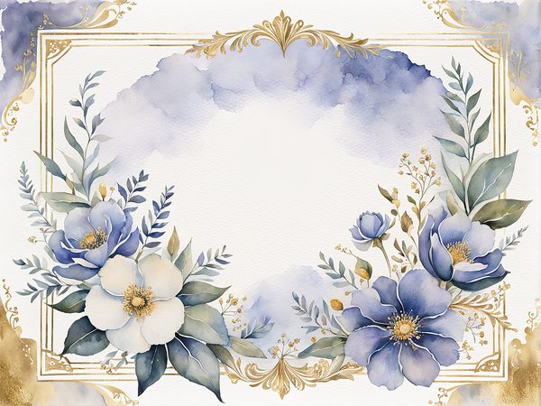 Watercolor Floral Frame Digital Paper Pack: Indigo Scrapbooking (10 JPGs) — image 11