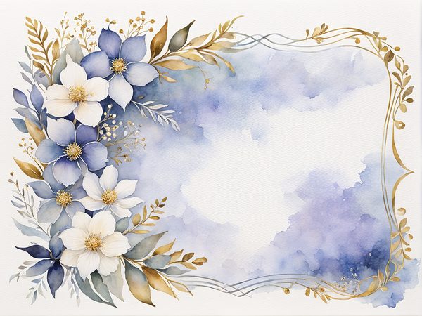 Watercolor Floral Frame Digital Paper Pack: Indigo Scrapbooking (10 JPGs) — image 12