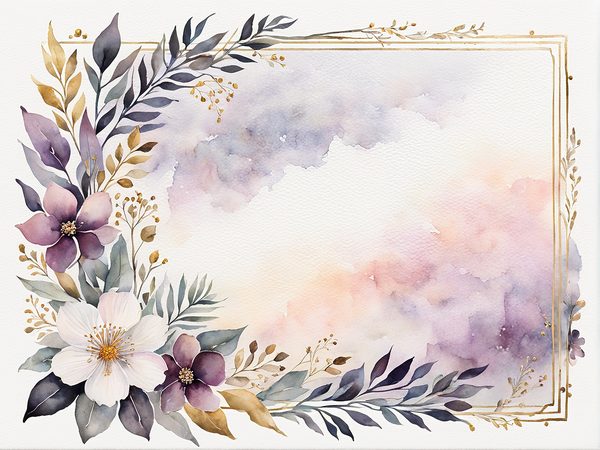 Watercolor Plum Floral Digital Paper: Scrapbooking Page Frames (10 JPGs) — image 1