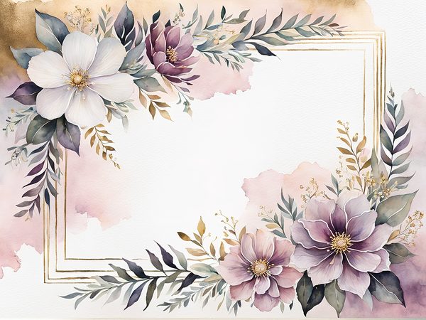 Watercolor Plum Floral Digital Paper: Scrapbooking Page Frames (10 JPGs) — image 3