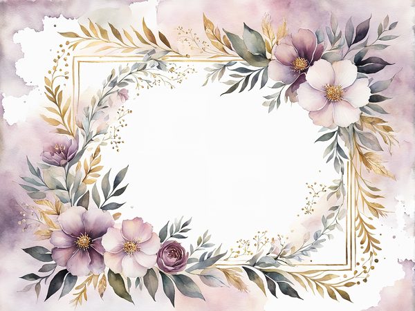 Watercolor Plum Floral Digital Paper: Scrapbooking Page Frames (10 JPGs) — image 4