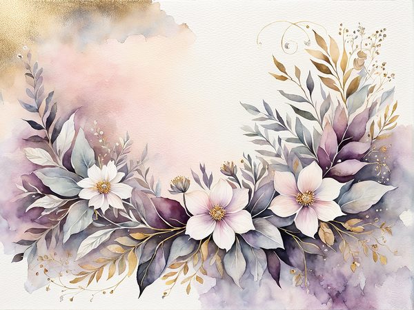 Watercolor Plum Floral Digital Paper: Scrapbooking Page Frames (10 JPGs) — image 5
