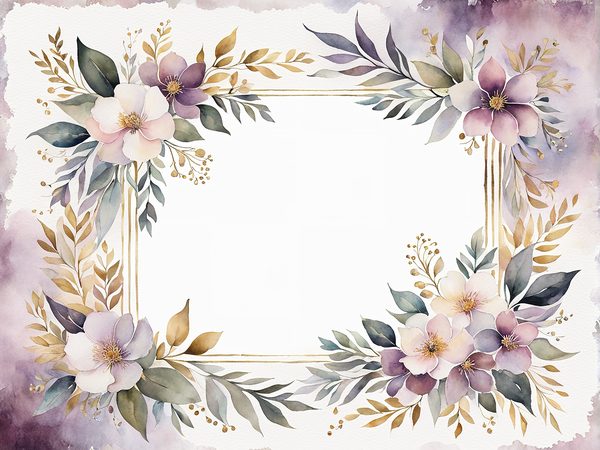 Watercolor Plum Floral Digital Paper: Scrapbooking Page Frames (10 JPGs) — image 6