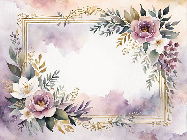 Watercolor Plum Floral Digital Paper: Scrapbooking Page Frames (10 JPGs) — image 11