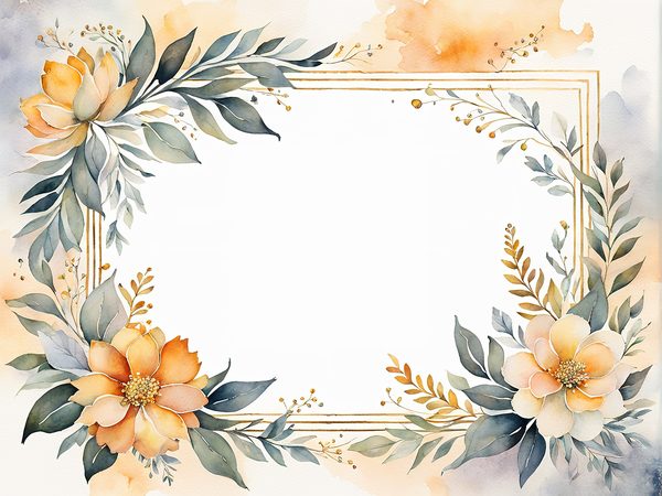 Watercolor Peach Floral Digital Paper: Scrapbook Page Frames (10 JPGs) — image 1