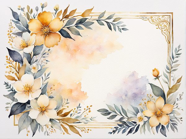 Watercolor Peach Floral Digital Paper: Scrapbook Page Frames (10 JPGs) — image 2