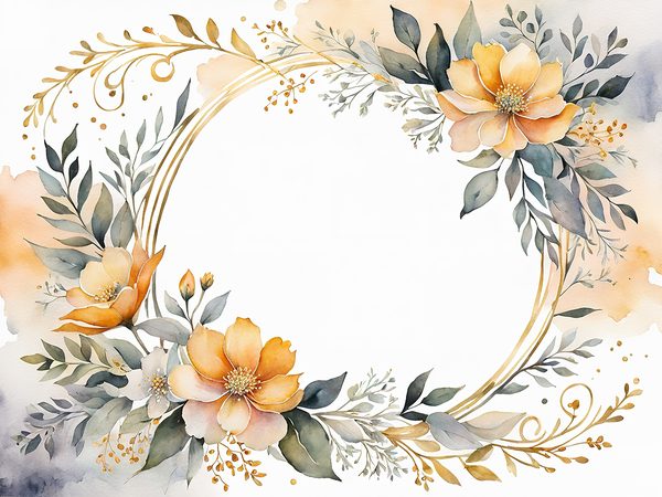 Watercolor Peach Floral Digital Paper: Scrapbook Page Frames (10 JPGs) — image 3