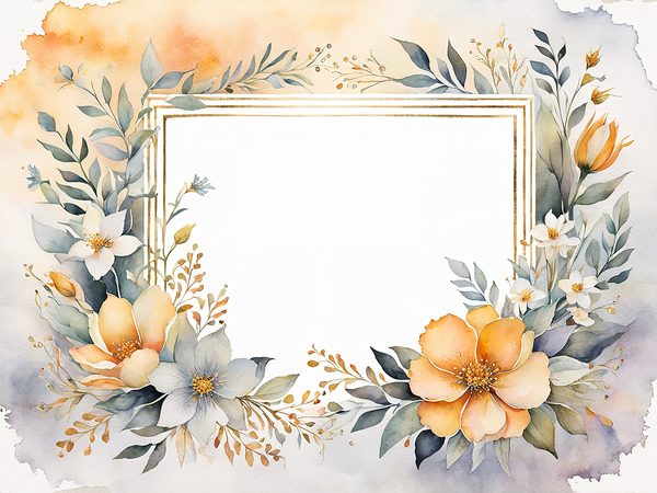 Watercolor Peach Floral Digital Paper: Scrapbook Page Frames (10 JPGs) — image 5