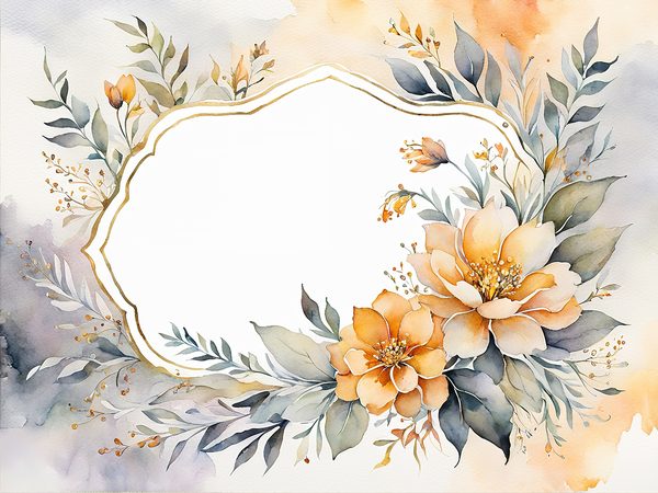 Watercolor Peach Floral Digital Paper: Scrapbook Page Frames (10 JPGs) — image 9