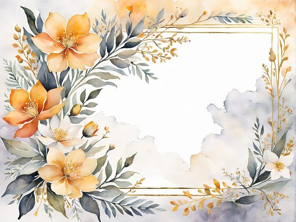 Watercolor Peach Floral Digital Paper: Scrapbook Page Frames (10 JPGs) — image 10