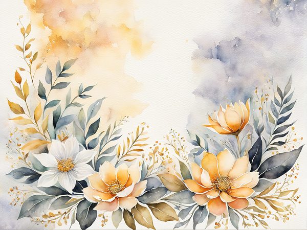 Watercolor Peach Floral Digital Paper: Scrapbook Page Frames (10 JPGs) — image 11