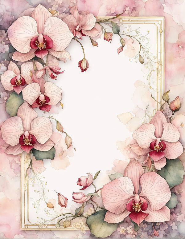 Watercolor Orchid Frame: Pink Floral Paper Pack (Digital Download) — image 4