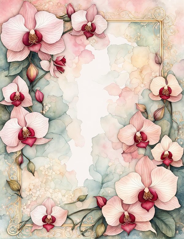 Watercolor Orchid Frame: Pink Floral Paper Pack (Digital Download) — image 7